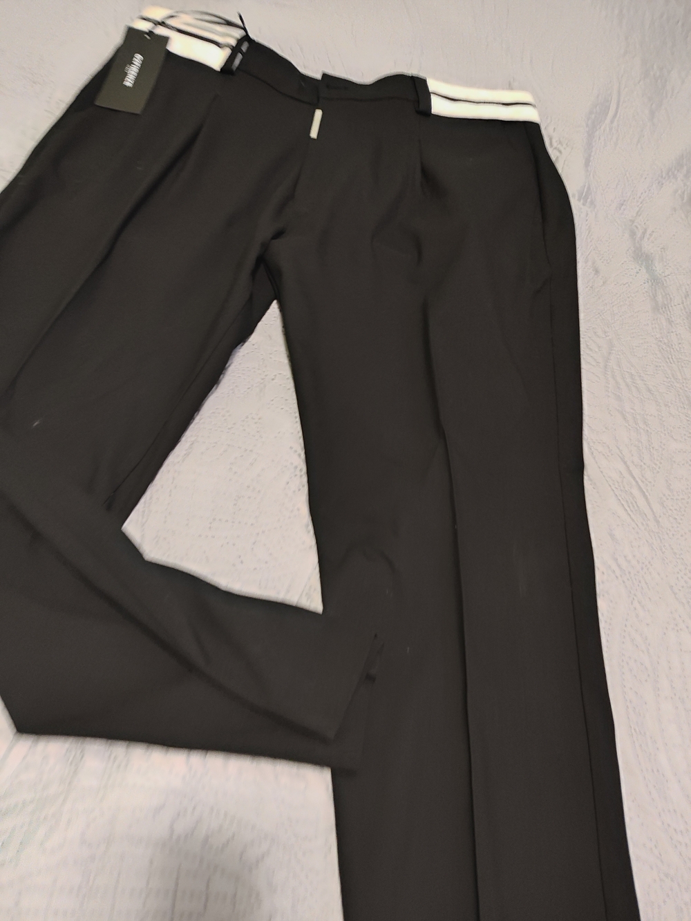 Men's G2FIRENZE Black Dress Pants with White-Trim Waistband 38